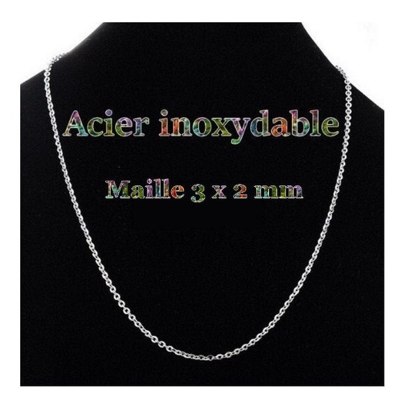 1 collier en mailles forçat en acier inoxydable