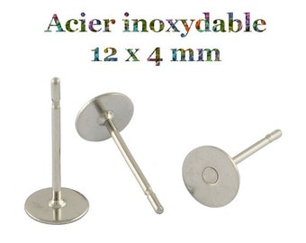 50 puces de boucles d'oreilles en acier inoxydable 12 X 4 mm