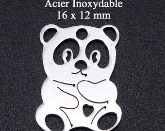 4 breloques d'un Panda en acier inoxydable 16 x 12 mm