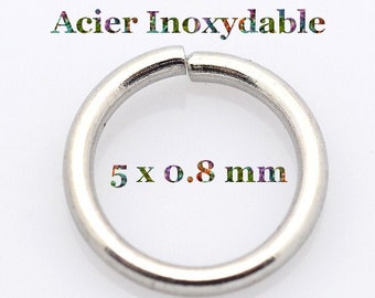 200 anneaux de jonction en acier inoxydable 5 x 0.8 mm