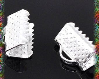 5 PINCES CROCODILE Large avec anneaux 35x10mm métal argenté clips DIY Déco