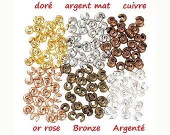 Lot de 100 Perles à Écraser /"BRONZE/" environ Ø 2 mm