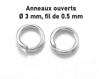 200 anneaux de jonction en acier inoxydable 3 x 0.5mm