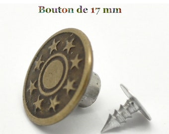 5 boutons de jeans 17 mm bronze