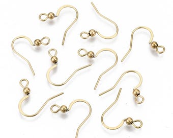 50/100 gold-plated stainless steel earring hooks