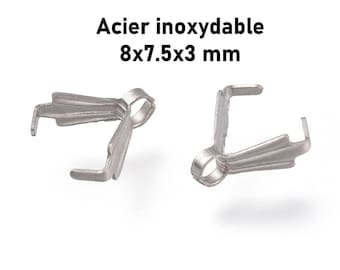 20 bélières attaches pendentif en acier inoxydable 8 x 7.5 x 3 mm