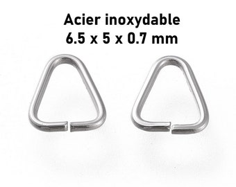 50 stainless steel triangles 6.5 x 5 x 0.7 mm