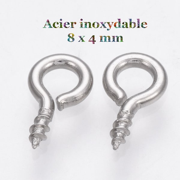 100 tiges pitons à vis en acier inoxydable 8 X 4 mm