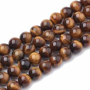 10 beads of 8 mm in natural tiger&#39;s eye, grade AB +