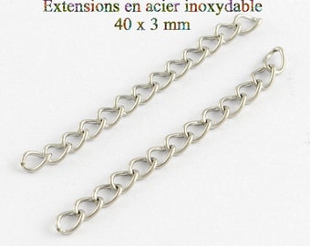 50 chaines d'extension en acier inoxydable 40x3 mm