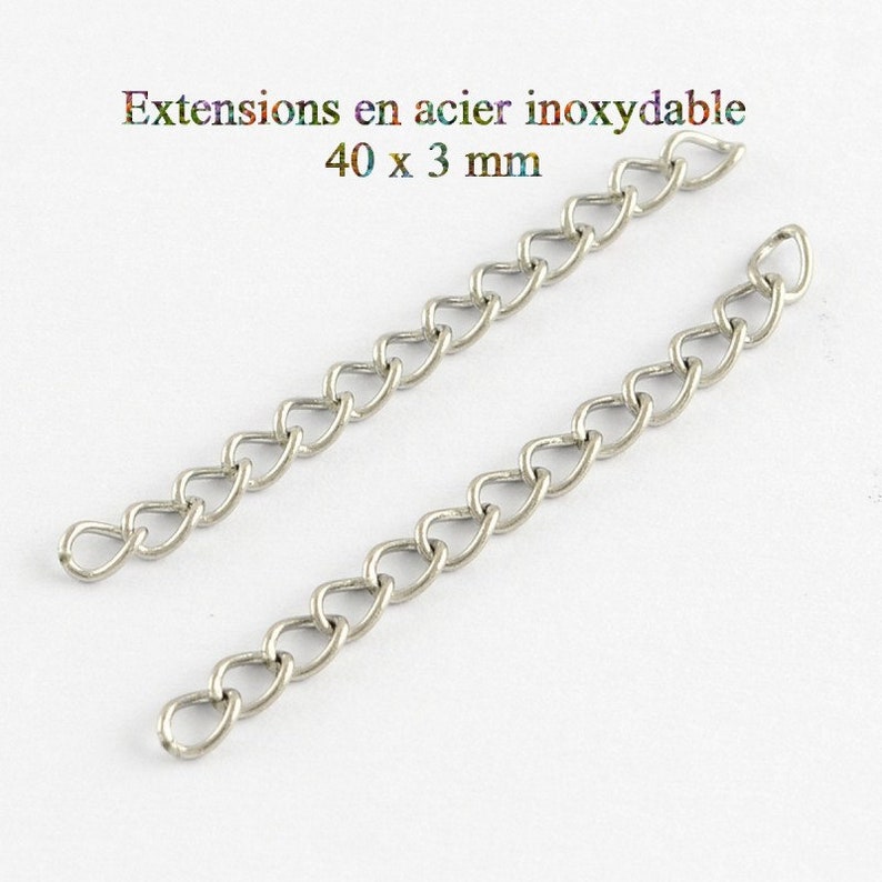 50 chaines d'extension en acier inoxydable 40x3 mm image 1