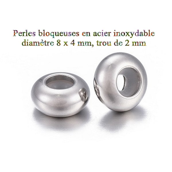 10 perles coulissantes en acier inoxydable