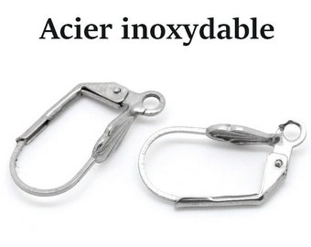 10 dormeuses en acier inoxydable 19 x 11 mm