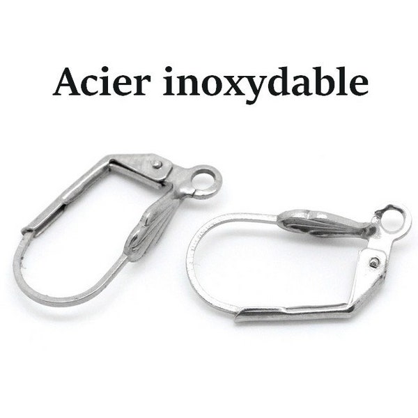 10 dormeuses en acier inoxydable 19 x 11 mm