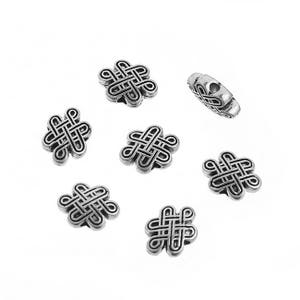 10 old silver Celtic knot spacer beads 10 x 7 mm