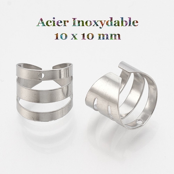 10 bagues d'oreilles en acier inoxydable 10 mm