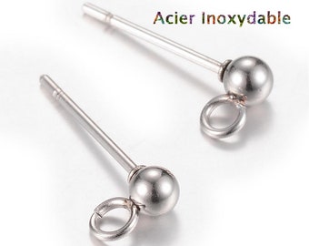 20 puces d'oreilles en acier inoxydable bille