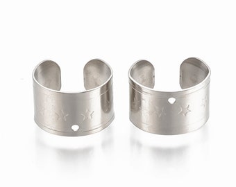 10 bagues d'oreilles en acier inoxydable avec Etoiles 11 mm