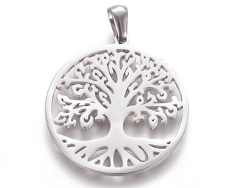 1 pendentif arbre de vie en acier inoxydable 30 x 27 mm