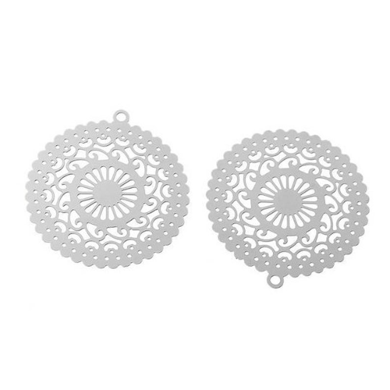 4 stainless steel medallion charms 38 x 35 mm