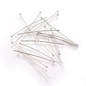 50 Stainless steel ball head shank nails 4 cm x 0.7 mm