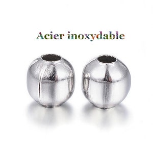 100 perles de 3 mm en acier inoxydable