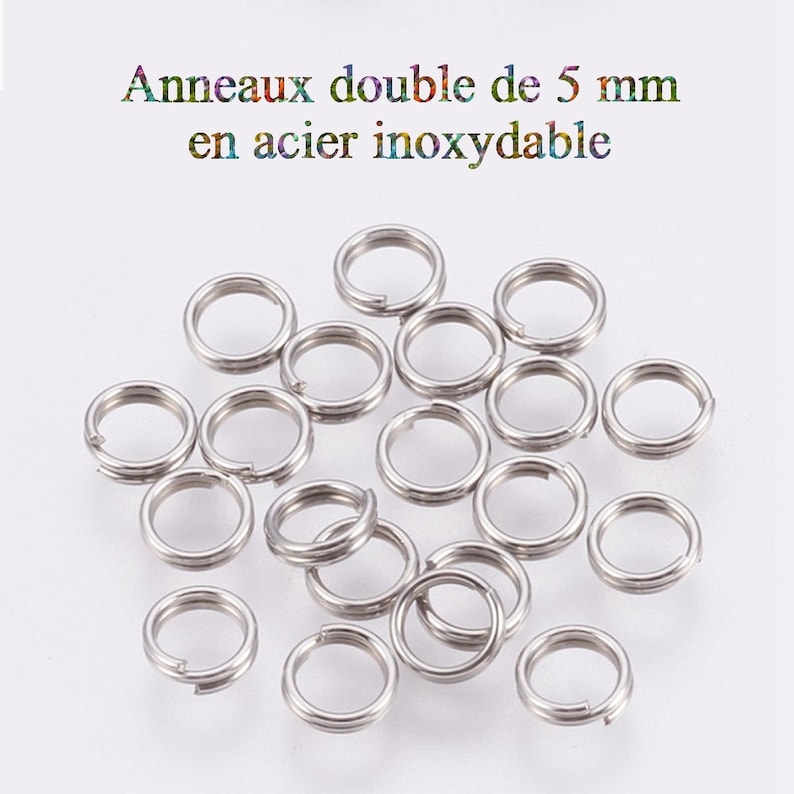 100 anneaux de jonction double en acier inoxydable 5 mm image 1