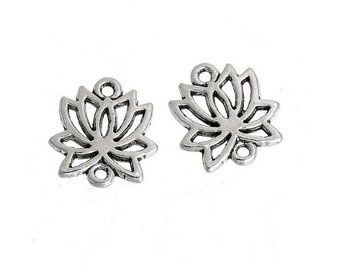 4 breloques connecteurs fleur de lotus 16 x 15 mm