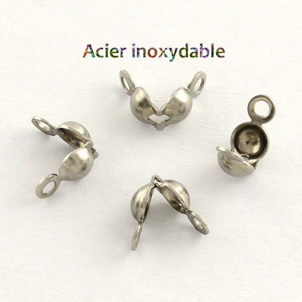 50 embouts cache-noeuds en acier inoxydable 8 x 4 mm