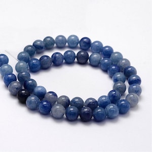 10 kralen van 8 mm in blauwe aventurijn