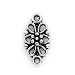 10 connecteurs fleur ajourée argent vieilli 16 x 8 mm image 1