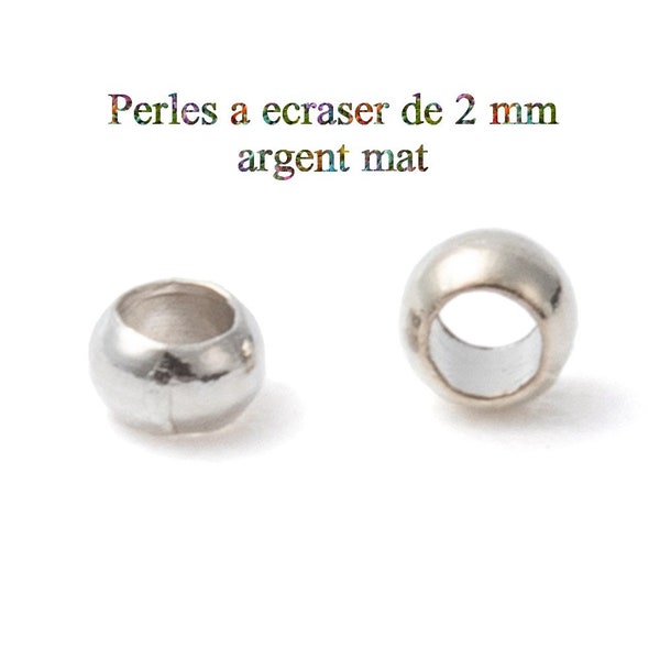 500 perles à écraser 2 x 1.2 mm argent mat