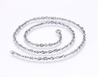 1 stainless steel rope chain necklace of 50 cm