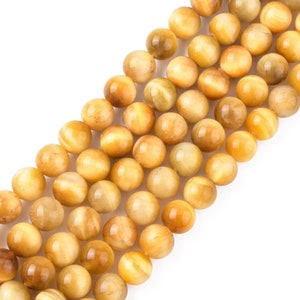 10 Perlen von 8 mm in gelbem Tigerauge