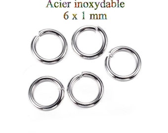 100 anneaux de jonction en acier inoxydable 6 x 1 mm