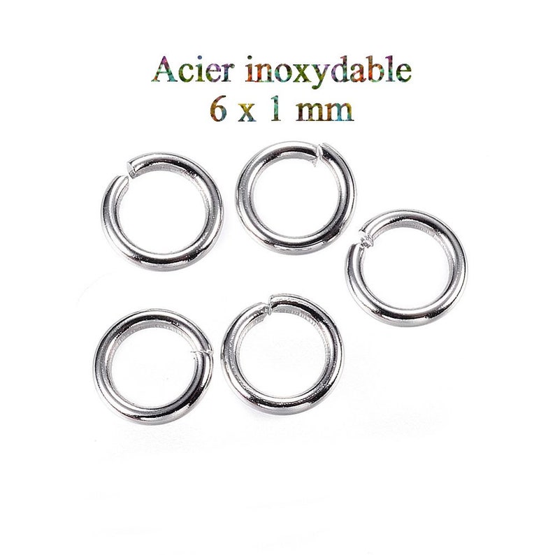 100 anneaux de jonction en acier inoxydable 6 x 1 mm image 1