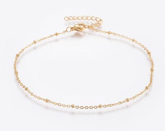 1 / 2 Bracelets de chevilles en acier inoxydable doré 23 + 4 cm