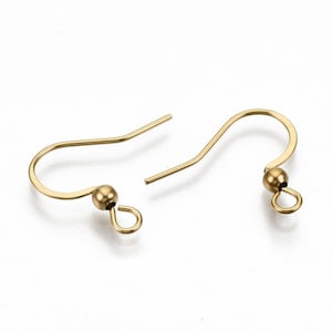 20 Gold Plated Stainless Steel Earring Hooks