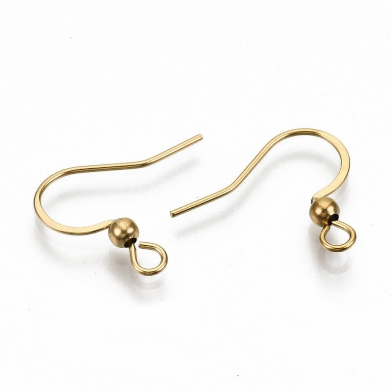 20 Gold Plated Stainless Steel Earring Hooks image 1