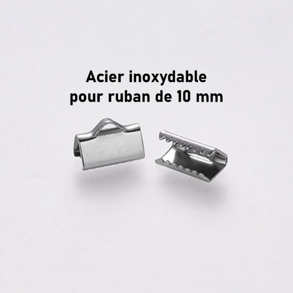 20 Fermoirs Griffe à pincer en acier inoxydable 10 mm