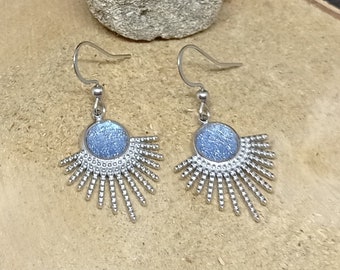 1 paire de boucles d'oreilles soleil acier inoxydable