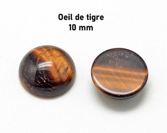 10 cabochons demi-ronds en oeil de tigre 10 mm