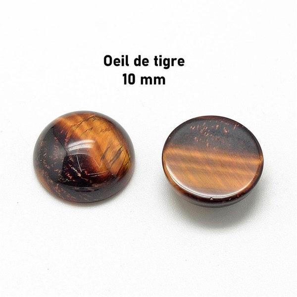 10 cabochons demi-ronds en oeil de tigre 10 mm