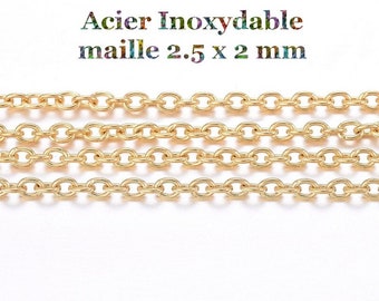 1 mètres de chaine soudée en acier inoxydable dorée 2.5x2mm