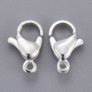 10 x 12mm platinum silver stainless steel clasps