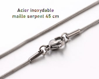 1 chaine de 45 cm maille serpent en acier inoxydable