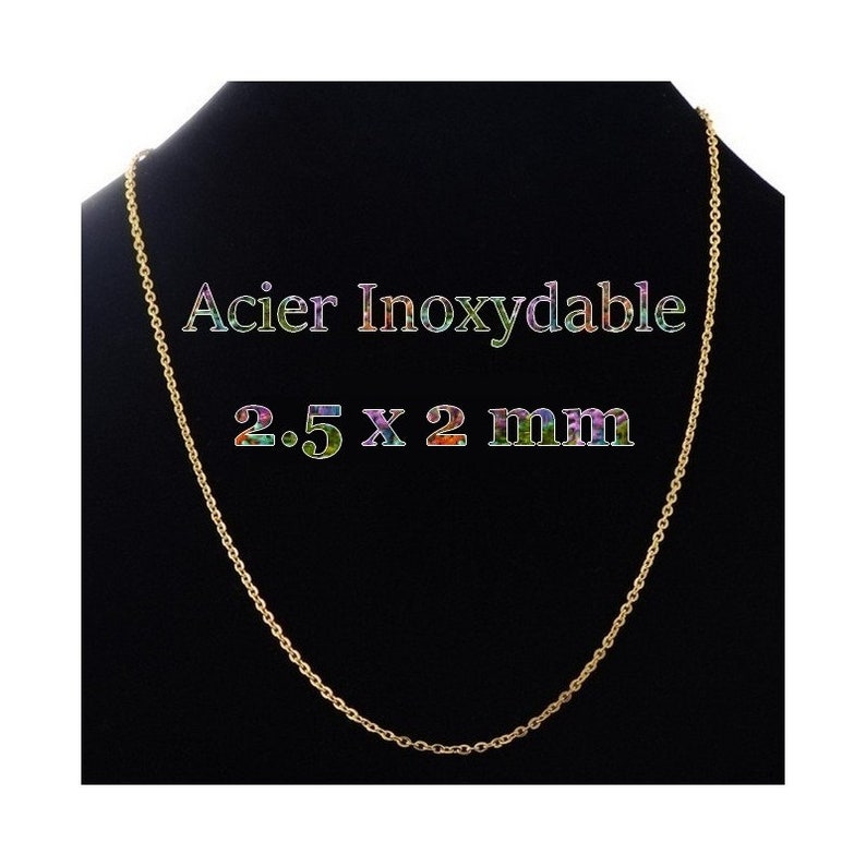 1 collier en acier inoxydable dorée de 55 a 90 cm image 3