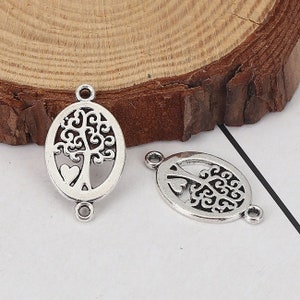 10 antique silver tree of life connector charms 23 x 14 mm