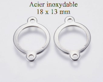 10 connecteurs cercle en acier inoxydable 18 x 13 mm