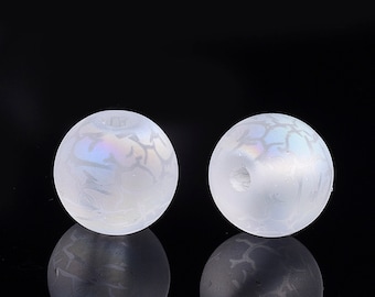 10 perles de verre dépoli 8 mm arc en ciel